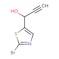 Chemical structure of 1-(2-bromo-1,3-thiazol-5-yl)prop-2-yn-1-ol - CSSB21246425153