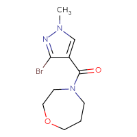 Chemical structure of 4-(3-bromo-1-methyl-1H-pyrazole-4-carbonyl)-1,4-oxazepane - CSSB01994924523