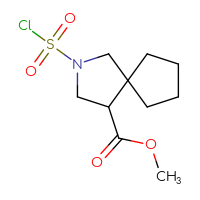 Chemical structure of methyl 2-(chlorosulfonyl)-2-azaspiro[4.4]nonane-4-carboxylate - CSSB21224773632