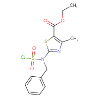 Chemical structure of ethyl 2-[benzyl(chlorosulfonyl)amino]-4-methyl-1,3-thiazole-5-carboxylate - CSSB14992515530