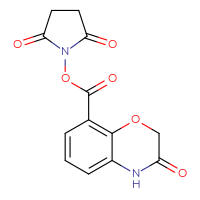 Chemical structure of 2,5-dioxopyrrolidin-1-yl 3-oxo-3,4-dihydro-2H-1,4-benzoxazine-8-carboxylate - CSSB20270393271