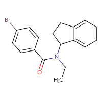 Chemical structure of 4-bromo-N-(2,3-dihydro-1H-inden-1-yl)-N-ethylbenzamide - CSSB01467317664