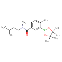 Chemical structure of N,4-dimethyl-N-(3-methylbutyl)-3-(4,4,5,5-tetramethyl-1,3,2-dioxaborolan-2-yl)benzamide - CSSB00360351446