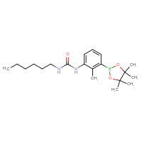 Chemical structure of 3-hexyl-1-[2-methyl-3-(4,4,5,5-tetramethyl-1,3,2-dioxaborolan-2-yl)phenyl]urea - CSSB03602246840