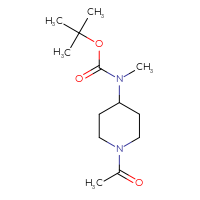 Chemical structure of tert-butyl N-(1-acetylpiperidin-4-yl)-N-methylcarbamate - CSSB00116661229