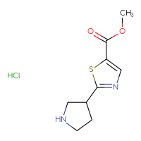 Chemical structure of methyl 2-(pyrrolidin-3-yl)-1,3-thiazole-5-carboxylate hydrochloride - CSSB00102724059