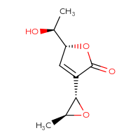 Chemical structure of (5R)-5-[(1S)-1-hydroxyethyl]-3-[(2S,3S)-3-methyloxiran-2-yl]-2,5-dihydrofuran-2-one - CSSB00015896402