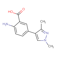 Chemical structure of 2-amino-5-(1,3-dimethyl-1H-pyrazol-4-yl)benzoic acid - CSSB04889577365