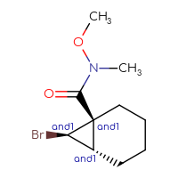 Chemical structure of rac-(1R,6S,7R)-7-bromo-N-methoxy-N-methylbicyclo[4.1.0]heptane-1-carboxamide - CSSB21291563950