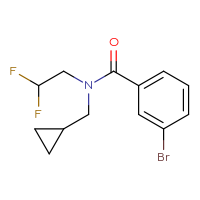 Chemical structure of 3-bromo-N-(cyclopropylmethyl)-N-(2,2-difluoroethyl)benzamide - CSSB00054654576