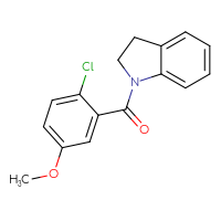 Chemical structure of 1-(2-chloro-5-methoxybenzoyl)-2,3-dihydro-1H-indole - CSSB06396365005
