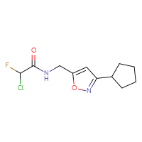 Chemical structure of 2-chloro-N-[(3-cyclopentyl-1,2-oxazol-5-yl)methyl]-2-fluoroacetamide - CSSB21332119580