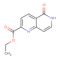 Chemical structure of ethyl 5-oxo-5,6-dihydro-1,6-naphthyridine-2-carboxylate - CSSB02145640826