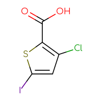 Chemical structure of 3-chloro-5-iodothiophene-2-carboxylic acid - CSSB02516457350