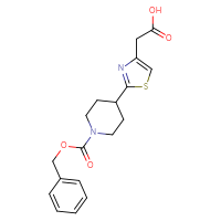 Chemical structure of 2-(2-{1-[(benzyloxy)carbonyl]piperidin-4-yl}-1,3-thiazol-4-yl)acetic acid - CSSB00137315106