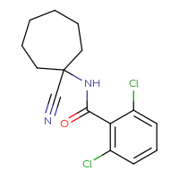 Chemical structure of 2,6-dichloro-N-(1-cyanocycloheptyl)benzamide - CSSB00025739621