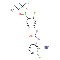 Chemical structure of 1-(3-chloro-2-cyanophenyl)-3-[3-fluoro-4-(4,4,5,5-tetramethyl-1,3,2-dioxaborolan-2-yl)phenyl]urea - CSSB21332163288