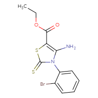 Chemical structure of ethyl 4-amino-3-(2-bromophenyl)-2-sulfanylidene-2,3-dihydro-1,3-thiazole-5-carboxylate - CSSB00020595788