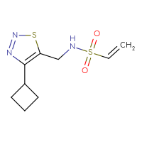 Chemical structure of N-[(4-cyclobutyl-1,2,3-thiadiazol-5-yl)methyl]ethene-1-sulfonamide - CSSB03443467184
