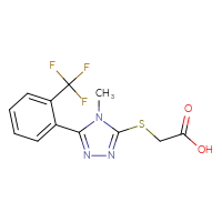 Chemical structure of 2-({4-methyl-5-[2-(trifluoromethyl)phenyl]-4H-1,2,4-triazol-3-yl}sulfanyl)acetic acid - CSSB00020653803