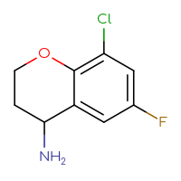 Chemical structure of 8-chloro-6-fluoro-3,4-dihydro-2H-1-benzopyran-4-amine - CSSB00011382876