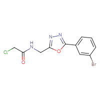 Chemical structure of N-{[5-(3-bromophenyl)-1,3,4-oxadiazol-2-yl]methyl}-2-chloroacetamide - CSSB01565049387