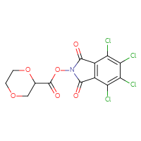 Chemical structure of 4,5,6,7-tetrachloro-1,3-dioxo-2,3-dihydro-1H-isoindol-2-yl 1,4-dioxane-2-carboxylate - CSSB20270535186