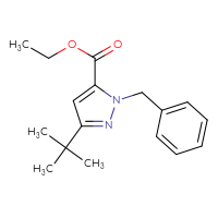 Chemical structure of ethyl 1-benzyl-3-tert-butyl-1H-pyrazole-5-carboxylate - CSSB00000041434