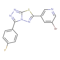 Chemical structure of 3-bromo-5-[3-(4-fluorophenyl)-[1,2,4]triazolo[3,4-b][1,3,4]thiadiazol-6-yl]pyridine - CSSB00121603939