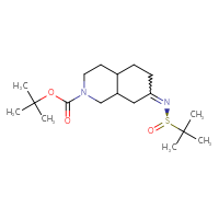 Chemical structure of tert-butyl 7-{[(R)-2-methylpropane-2-sulfinyl]imino}-decahydroisoquinoline-2-carboxylate - CSSB21332857347