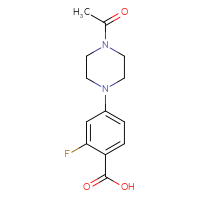 Chemical structure of 4-(4-acetylpiperazin-1-yl)-2-fluorobenzoic acid - CSSB00134307605