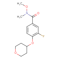 Chemical structure of 3-fluoro-N-methoxy-N-methyl-4-(oxan-4-yloxy)benzamide - CSSB21151592860