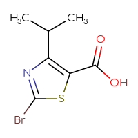 Chemical structure of 2-bromo-4-(propan-2-yl)-1,3-thiazole-5-carboxylic acid - CSSB00021364793