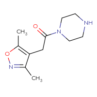 Chemical structure of 2-(3,5-dimethyl-1,2-oxazol-4-yl)-1-(piperazin-1-yl)ethan-1-one - CSSB00000285996