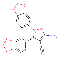 Chemical structure of 2-amino-4,5-bis(2H-1,3-benzodioxol-5-yl)furan-3-carbonitrile - CSSB00132428780