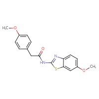 Chemical structure of N-(6-methoxy-1,3-benzothiazol-2-yl)-2-(4-methoxyphenyl)acetamide - CSSB00026298986