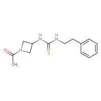 Chemical structure of 3-(1-acetylazetidin-3-yl)-1-(2-phenylethyl)thiourea - CSSB21432452875