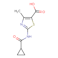 Chemical structure of 2-cyclopropaneamido-4-methyl-1,3-thiazole-5-carboxylic acid - CSSB00010186723