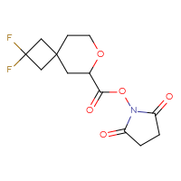 Chemical structure of 2,5-dioxopyrrolidin-1-yl 2,2-difluoro-7-oxaspiro[3.5]nonane-6-carboxylate - CSSB20269714117