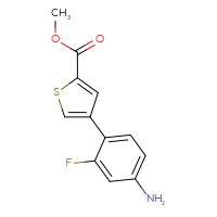 Chemical structure of methyl 4-(4-amino-2-fluorophenyl)thiophene-2-carboxylate - CSSB06586486330