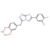 Chemical structure of 6-(3-chloro-4-fluorophenyl)-3-[(3,4-dimethoxyphenyl)methyl]-[1,2,4]triazolo[3,4-b][1,3,4]thiadiazole - CSSB00121600484