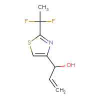 Chemical structure of 1-[2-(1,1-difluoroethyl)-1,3-thiazol-4-yl]prop-2-en-1-ol - CSSB06258074402