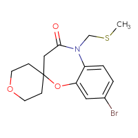 Chemical structure of 8-bromo-5-[(methylsulfanyl)methyl]-4,5-dihydro-3H-spiro[1,5-benzoxazepine-2,4'-oxan]-4-one - CSSB06630656070