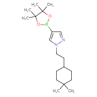 Chemical structure of 1-[2-(4,4-dimethylcyclohexyl)ethyl]-4-(4,4,5,5-tetramethyl-1,3,2-dioxaborolan-2-yl)-1H-pyrazole - CSSB06362573744