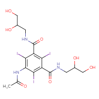Chemical structure of N1,N3-bis(2,3-dihydroxypropyl)-5-acetamido-2,4,6-triiodobenzene-1,3-dicarboxamide - CSSB00000053738