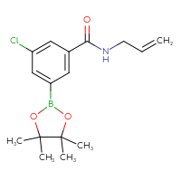 Chemical structure of 3-chloro-N-(prop-2-en-1-yl)-5-(4,4,5,5-tetramethyl-1,3,2-dioxaborolan-2-yl)benzamide - CSSB02519385714