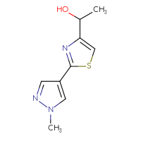 Chemical structure of 1-[2-(1-methyl-1H-pyrazol-4-yl)-1,3-thiazol-4-yl]ethan-1-ol - CSSB00012236146