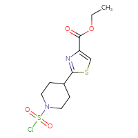 Chemical structure of ethyl 2-[1-(chlorosulfonyl)piperidin-4-yl]-1,3-thiazole-4-carboxylate - CSSB21224772920
