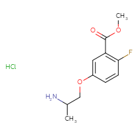 Chemical structure of methyl 5-(2-aminopropoxy)-2-fluorobenzoate hydrochloride - CSSB20963519922