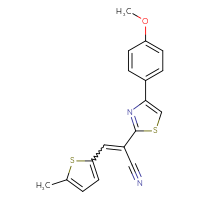 Chemical structure of 2-[4-(4-methoxyphenyl)-1,3-thiazol-2-yl]-3-(5-methylthiophen-2-yl)prop-2-enenitrile - CSSB00046240677